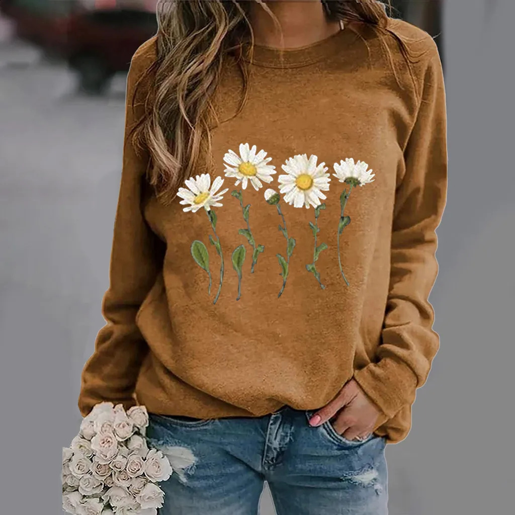 Daisy Pattern 3D Print Hoodie Women Streetwear Sweatshirts Y2k Hoodies Oversized O-Neck Pullovers Harajuku Tops Woman Clothing 240806