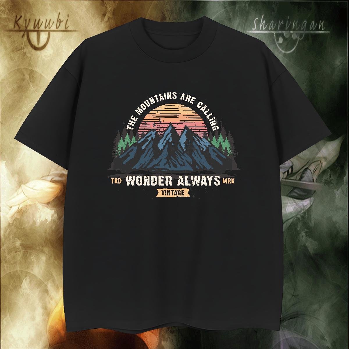 High Quality Mens Tshirts 230g 100% Cotton Outdoor mountains Custom Big Size O Neck Short Sleeves 2024 T shirt Clothes