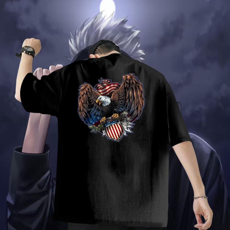 Fashion Casual Mens T Shirts 230g Cotton eagle Hip Hop Street Tops Tees Short Sleeve Soft Brand Men Clothes T-Shirt Anime
