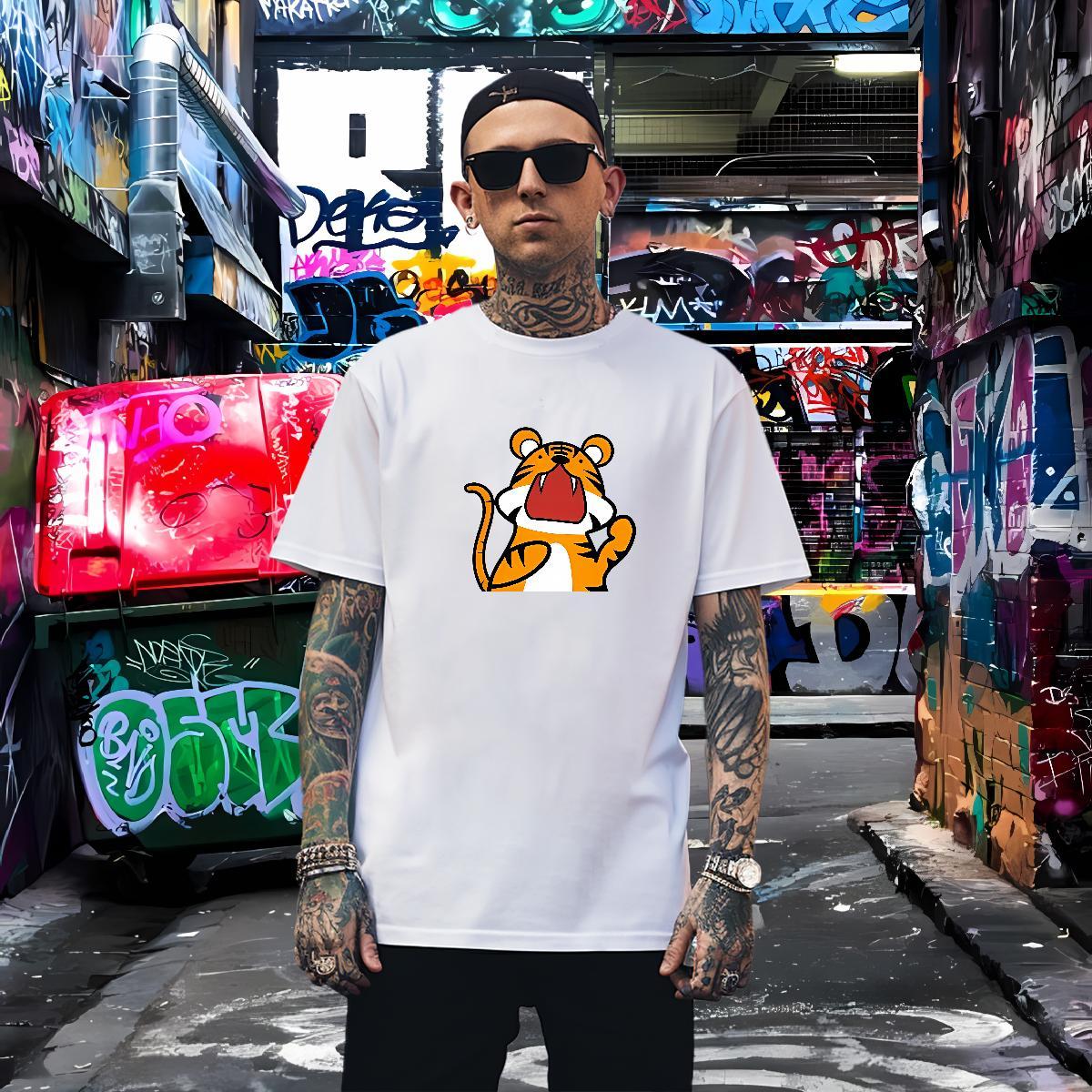 Brand Men Tops Tees 100% Cotton 230g T Shirt For Man High Street Hip Hop O-Neck Short Sleeve DIY Printed Stylist Polos