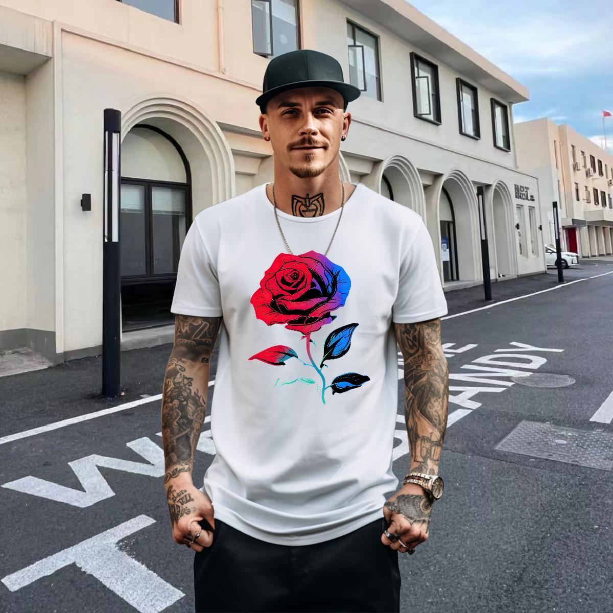 2024 DIY T-Shirts for Men 100% Cotton 230g flower Casual Clothings Short Sleeve Soft Popular Tshirt for Man Woman White Plus Size