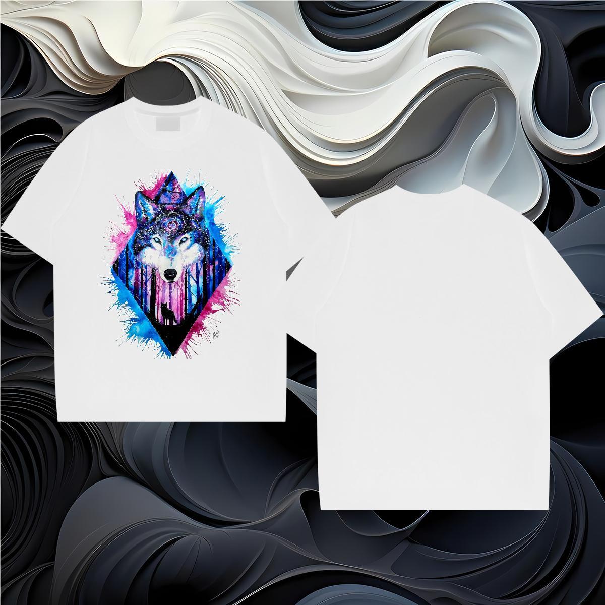 T Shirt For Man 230g 100% Cotton wolf Sport O Neck Short Sleeves Custom Print Oversized Men Tshirts Designer Loose Fit Clothings