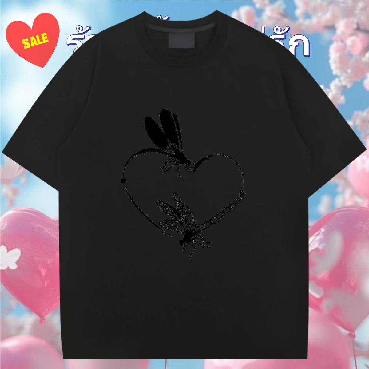Free Shipping T Shirt For Man 230g 100% Cotton Butterfly Daily Wear Tees Shirts Breathable Crew Neck Soft Tshirts DIY Anime