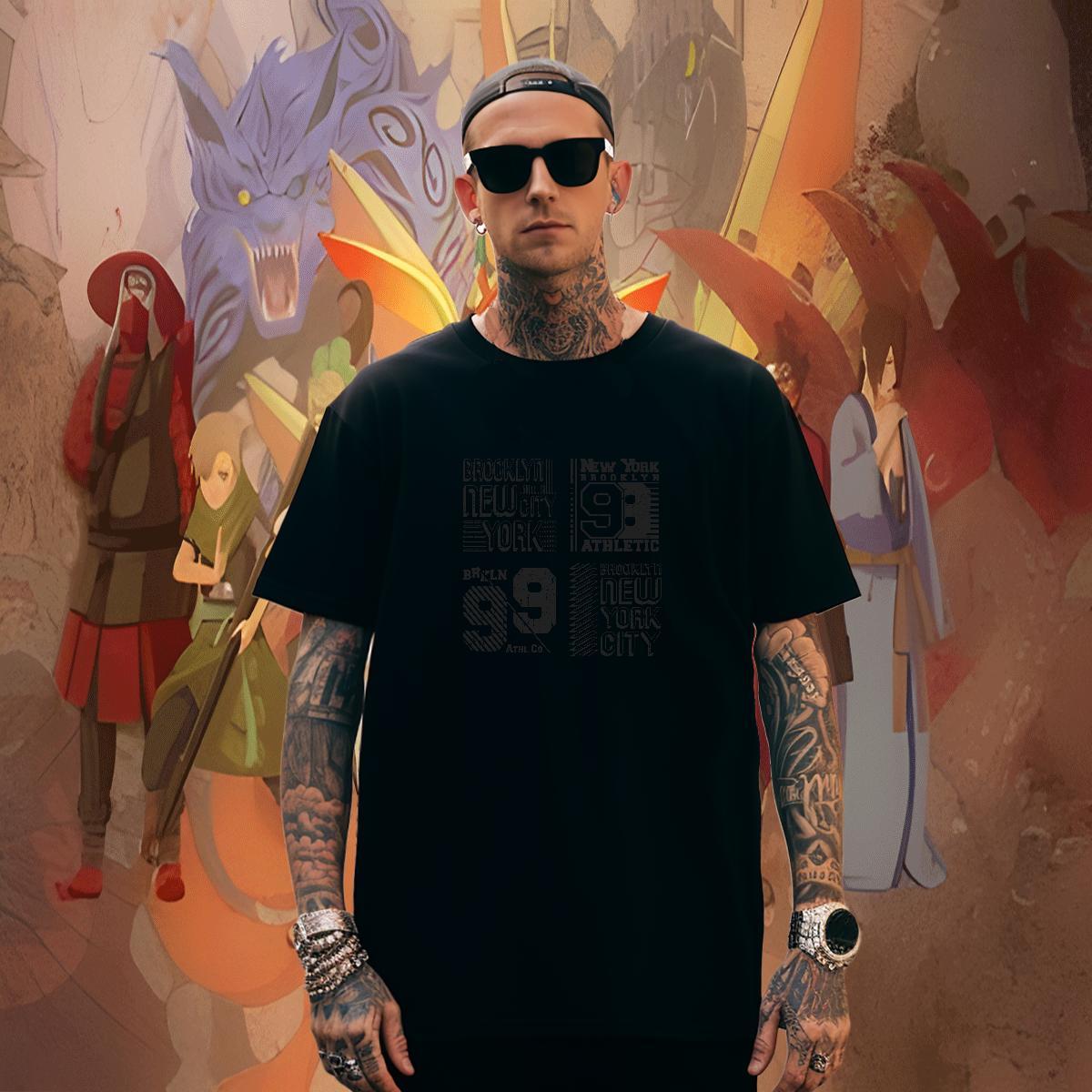 Popular Men Tees 100% Cotton 230g Street wear Hip Hop letter Cartoon Printing L-4XL Pure Cotton DIY Customized T Shirts Men Top Tees