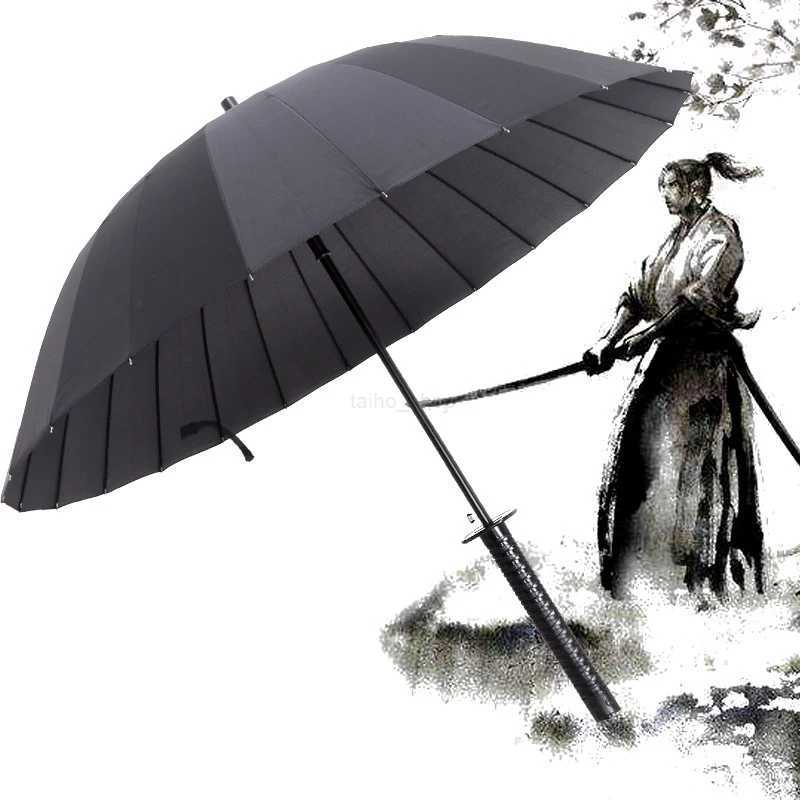 Japanese Samurai Umbrella Strong Windproof Semi Automatic Long Umbrella Large Man And Womens Business Umbrellas Mens ParaguasXJ240806