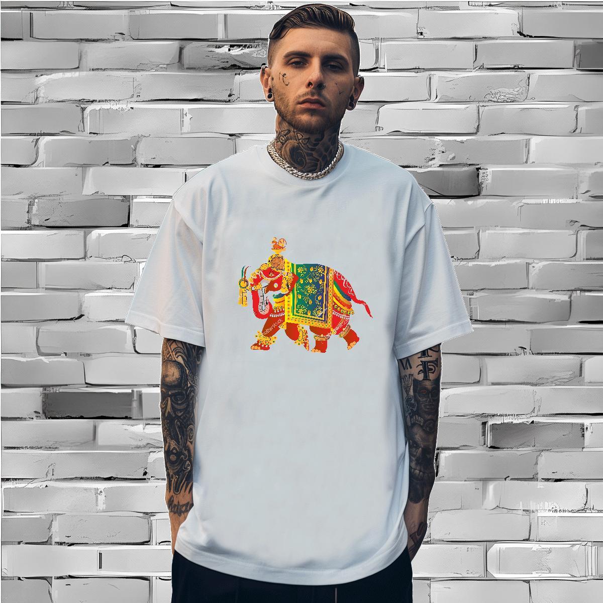 T-Shirts 230g 100% Cotton elephant Casual Daily Wear O Neck Short Sleeves Custom Printed Men Tees Factory Direct Cool Clothes