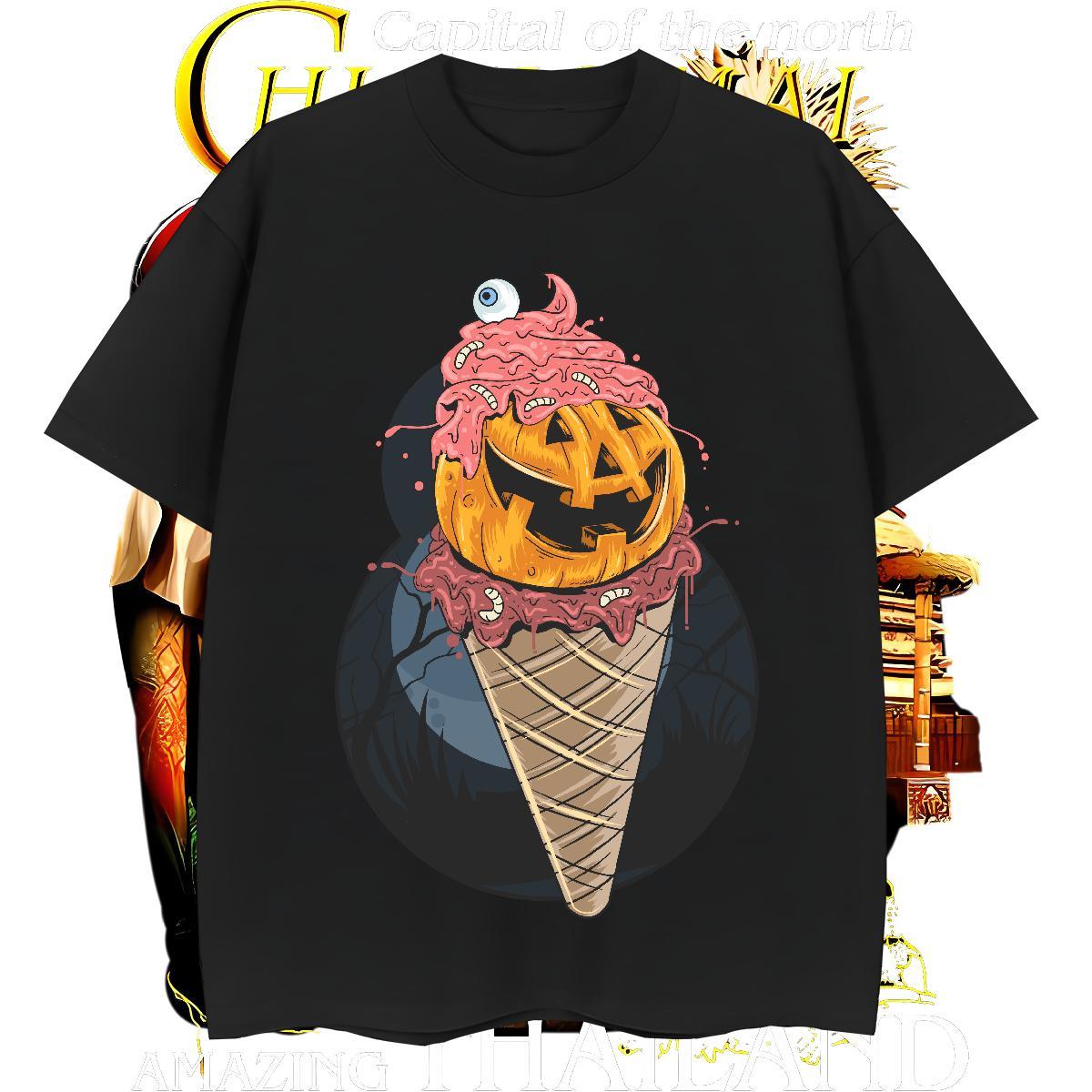 Wholesale Men Tops Tees 230g 100% Cotton pumpkin T-Shirts for Men Sports Casual Breathable Oversized Designer Fashion Clothes