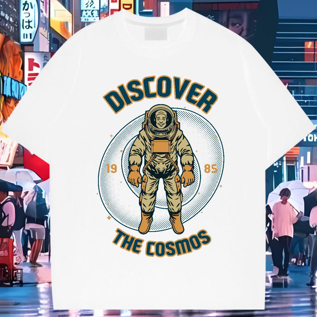 T Shirt For Man 230g Pure Cotton planet Home Outdoor Breathable Short Sleeve Black White Men Tops Tees Fashion New Unisex Wear