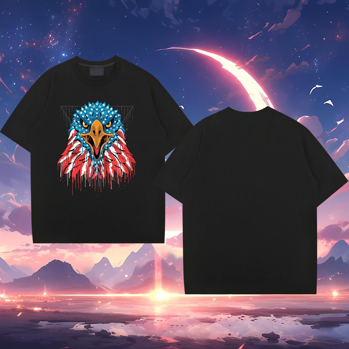 2024 T-Shirts for Men 230g Cotton eagle Anime Printing Street Top Tees Breathable Soft Designer Men Tees DIY