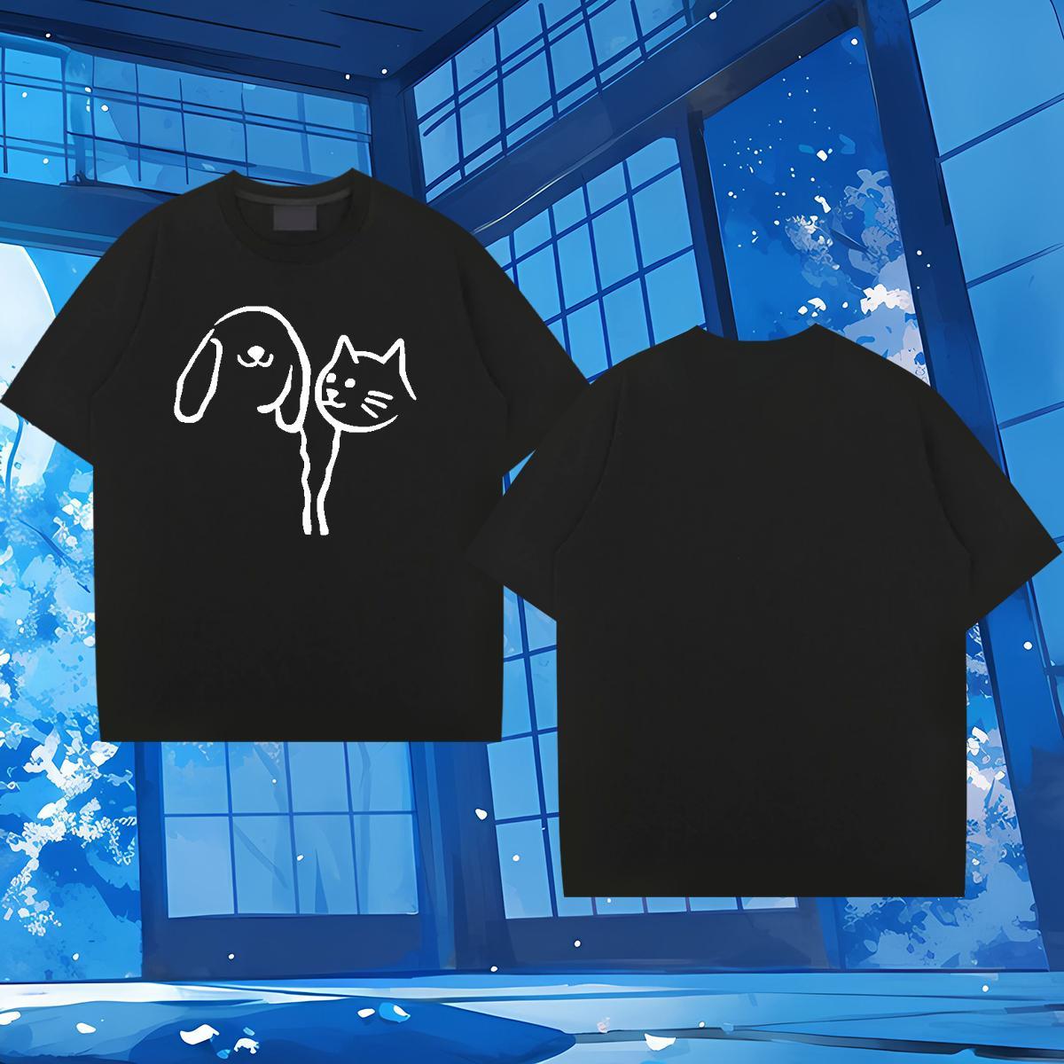 DIY T Shirt For Man 100% Cotton 230g cat Street Tshirts Pure Cotton High Quality Men Tops Tees Cartoon Print