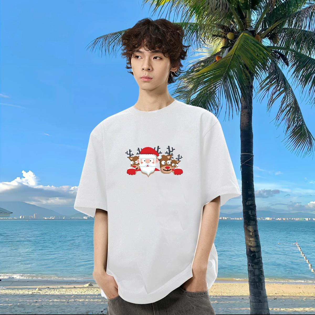 2024 New T-Shirts 230g Cotton Casual Daily Wear Clothings Short Sleeve O-Neck Loose Mens Tshirts Skull