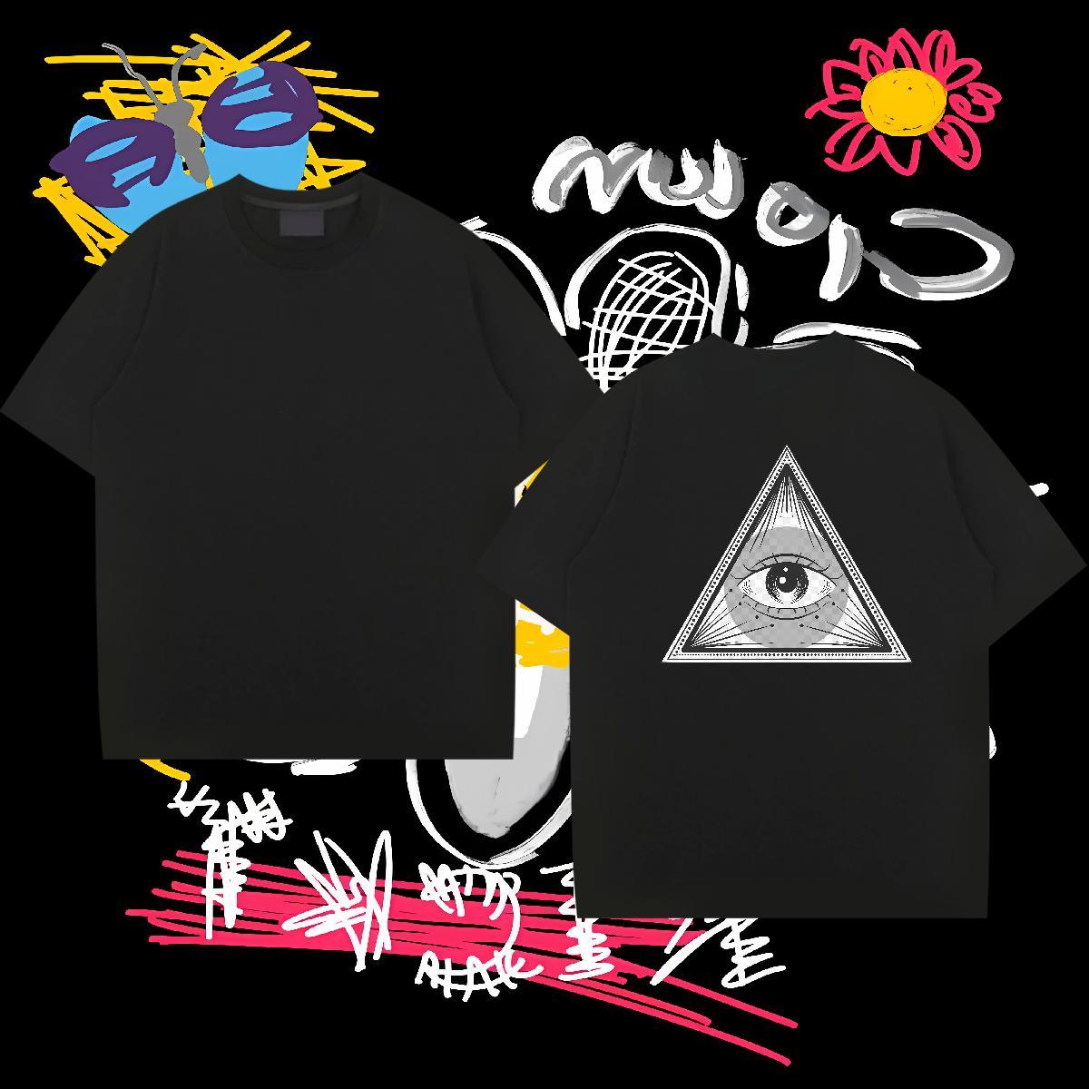 Stylist T-Shirts for Men eye of the devil Clothings 230g Pure Cotton Spring Summer Wholesale Graphic Breathable Short Sleeve Tshirts