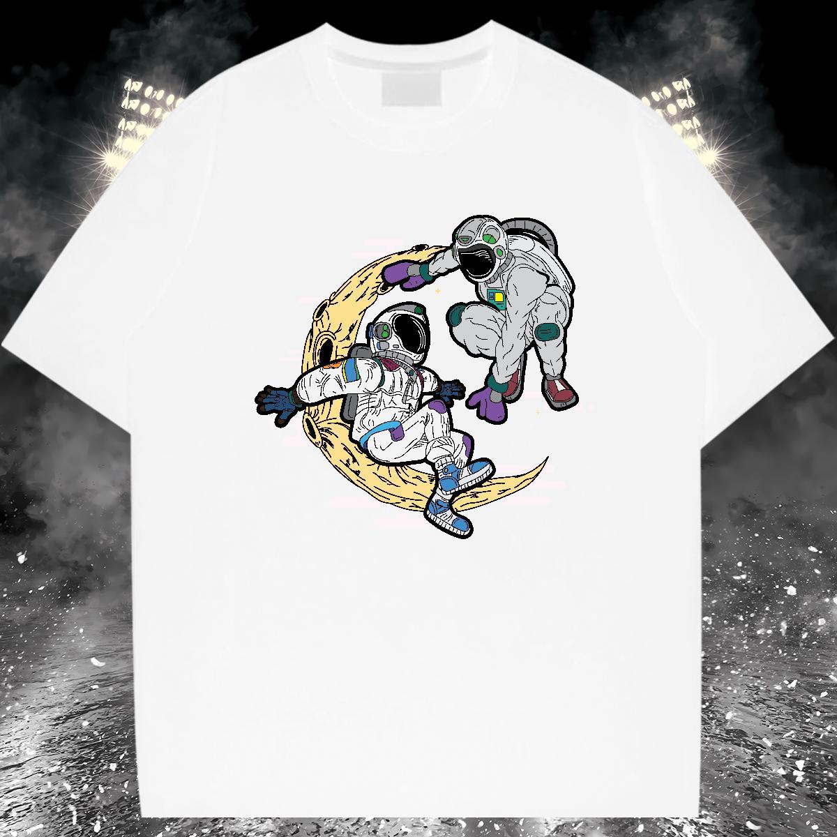 Mens T Shirts 230g Cotton spaceman High Street Hip Hop Crew Neck Breathable Floral Print Men Tees Customized Designer Tops Tees