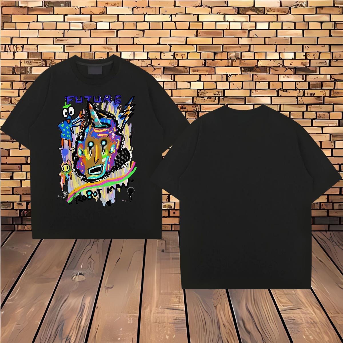 T Shirts Men 230g 100% Cotton cartoon Street Wear Round Neck Short Sleeve DIY Printed Men Tees Wholesale High Quality Tops Shirt