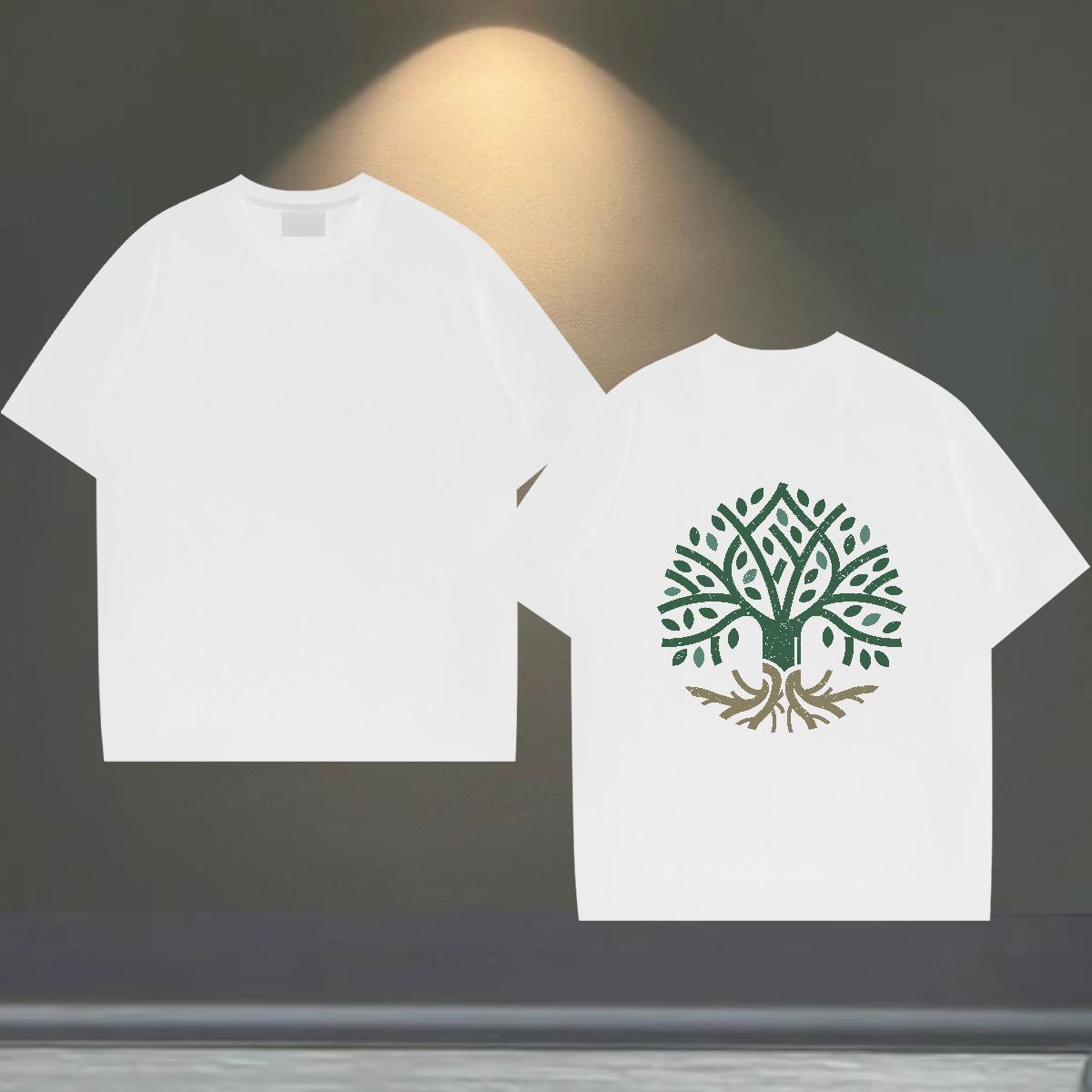 Factory Direct T Shirts Men 230g 100% Cotton tree Home Outdoor Top Tees Breathable Short Sleeve Designer Men Tshirts Floral Print