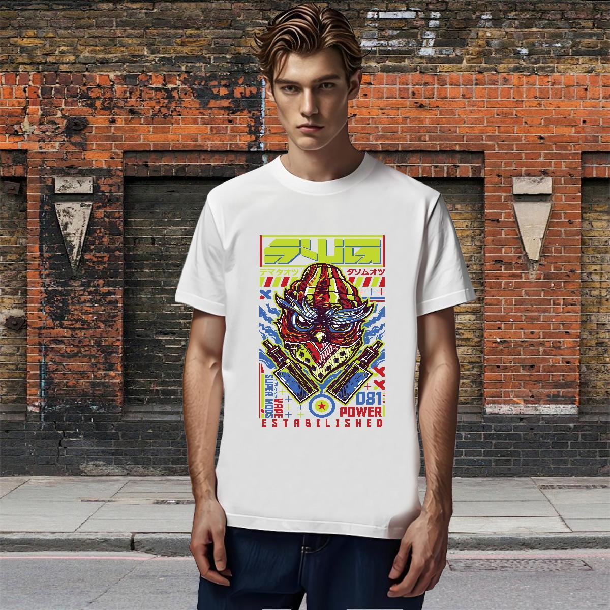 DIY T-Shirts 230g 100% Cotton Owl Hip Hop Street Wear Short Sleeve O-Neck Brand Men Tees DIY Printed