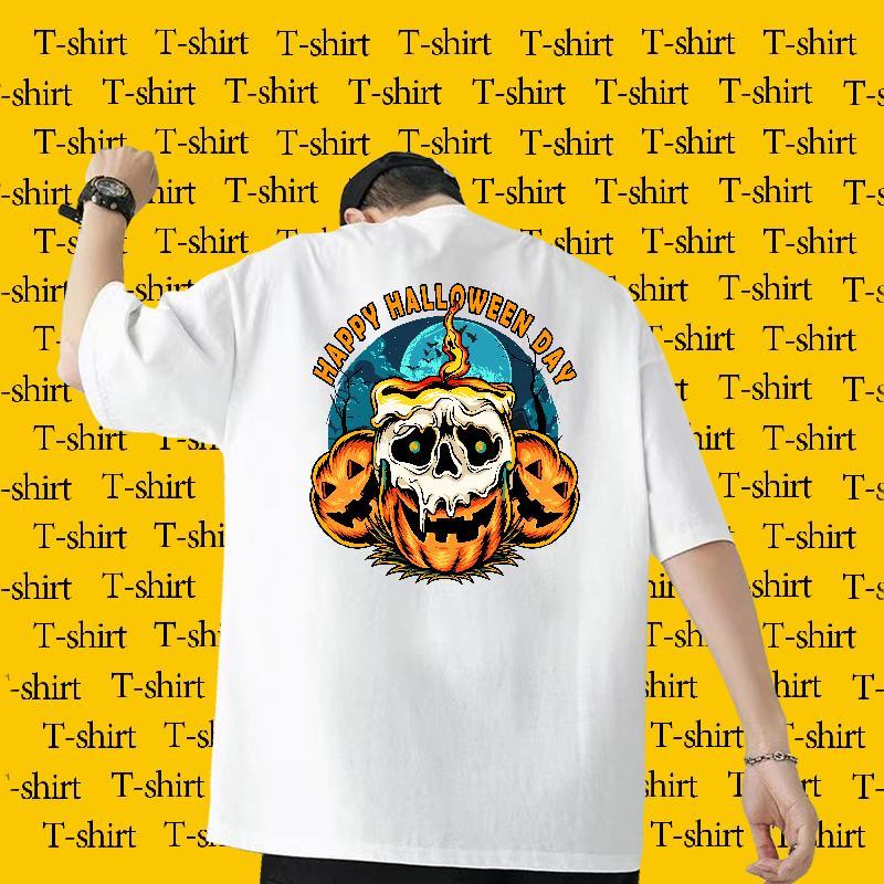Free Shipping T shirt 230g Cotton Halloween Anime Printing Street Tops Tees Pure Cotton Cool Couples T Shirts Oversized 3XL 4XL