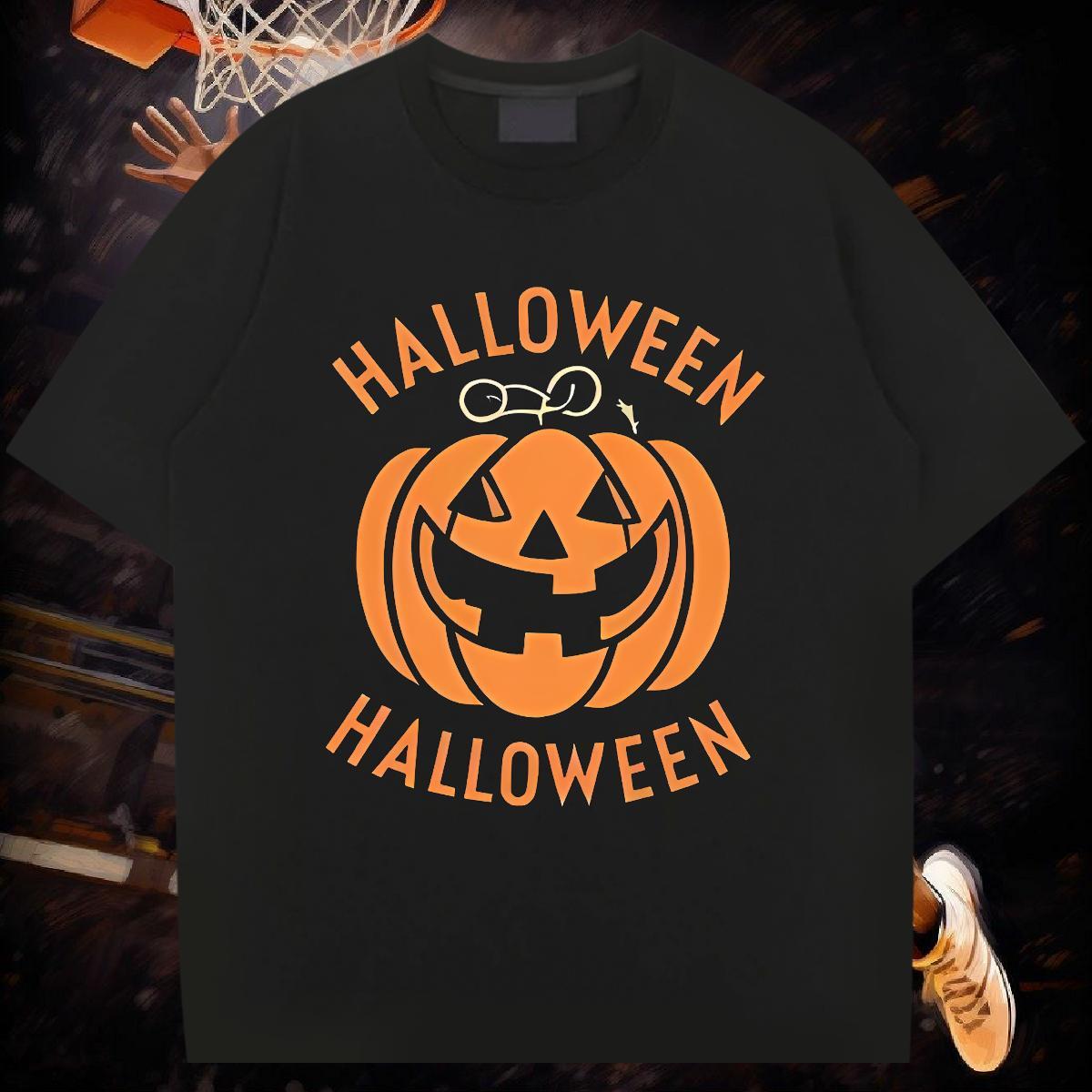 Fashion Designer T-Shirts 230g Cotton pumpkin Home Outdoor Clothings Round Neck Short Sleeve Brand Tshirt for Man Woman Cartoon Printing L-4XL