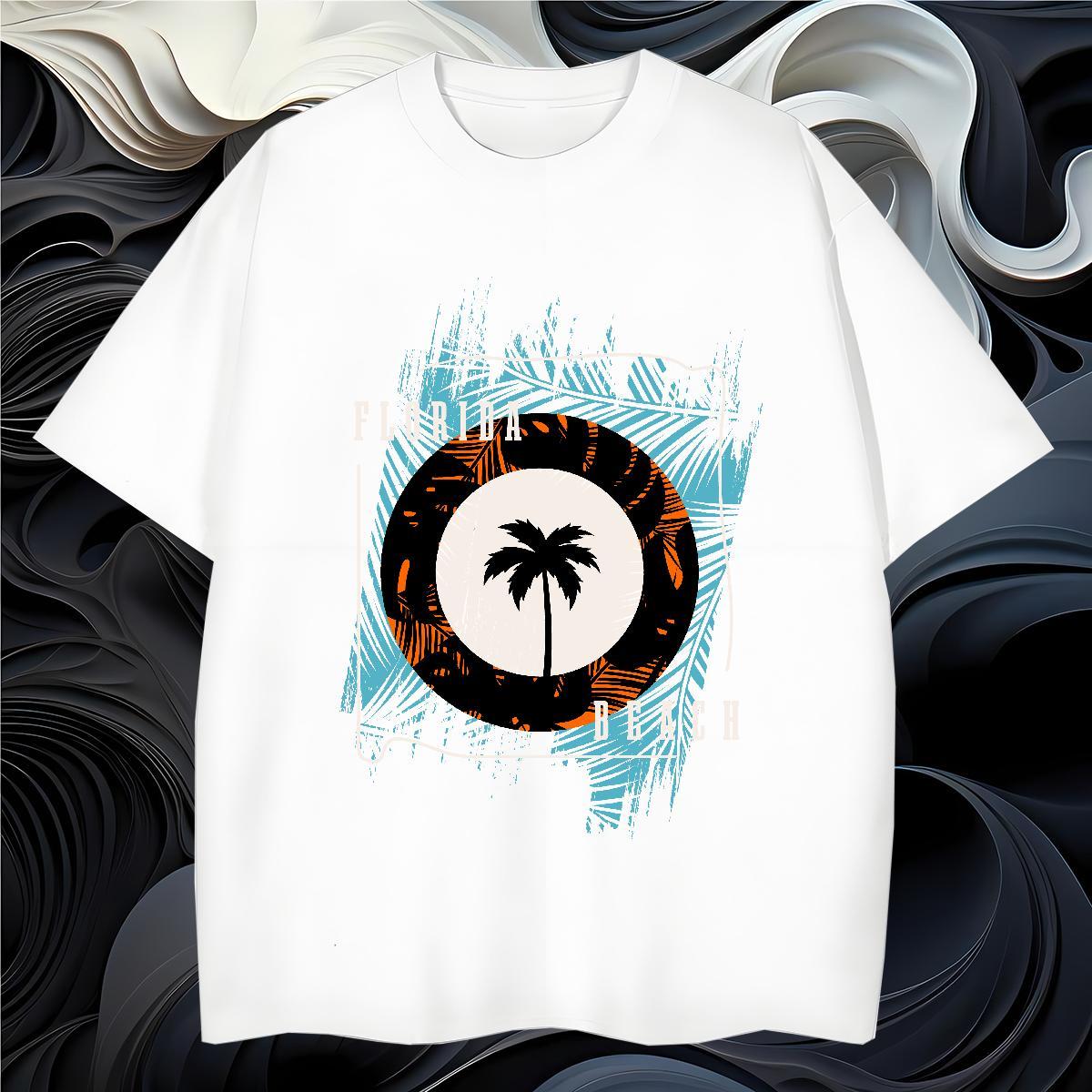 Fashion Casual Man T Shirts 230g Pure Cotton tree Daily Outfit Tee Shirt O-Neck Short Sleeve Unisex Men Clothes T-Shirt Customized Print