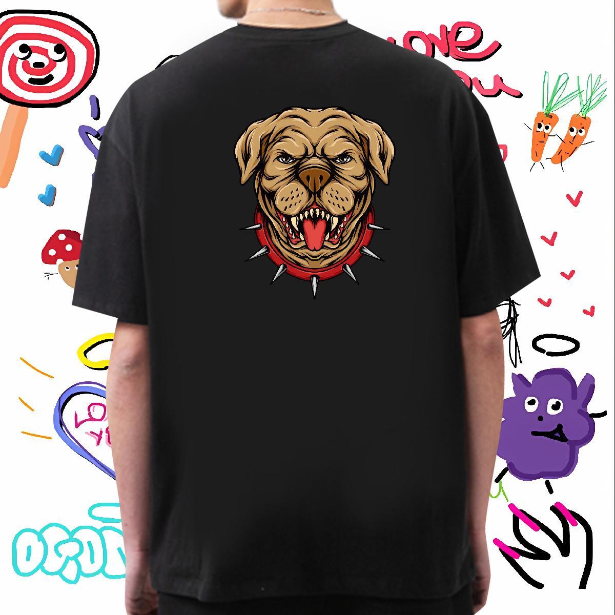 Classic Couples T Shirts 230g 100% Cotton dog T shirt High Street Hip Hop Breathable Short Sleeve Custom Printed Factory Direct Tee Shirt