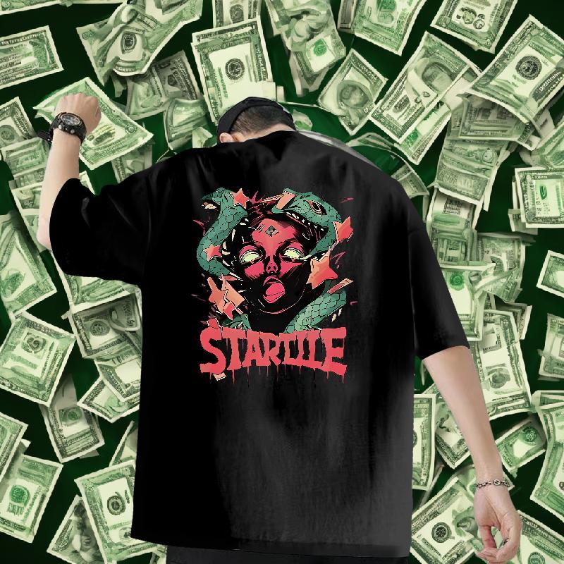 Custom T-Shirts for Men 230g Pure Cotton snake Casual Tops Tees Breathable Short Sleeve Cool Men Tshirts Cartoon Printing L-4XL