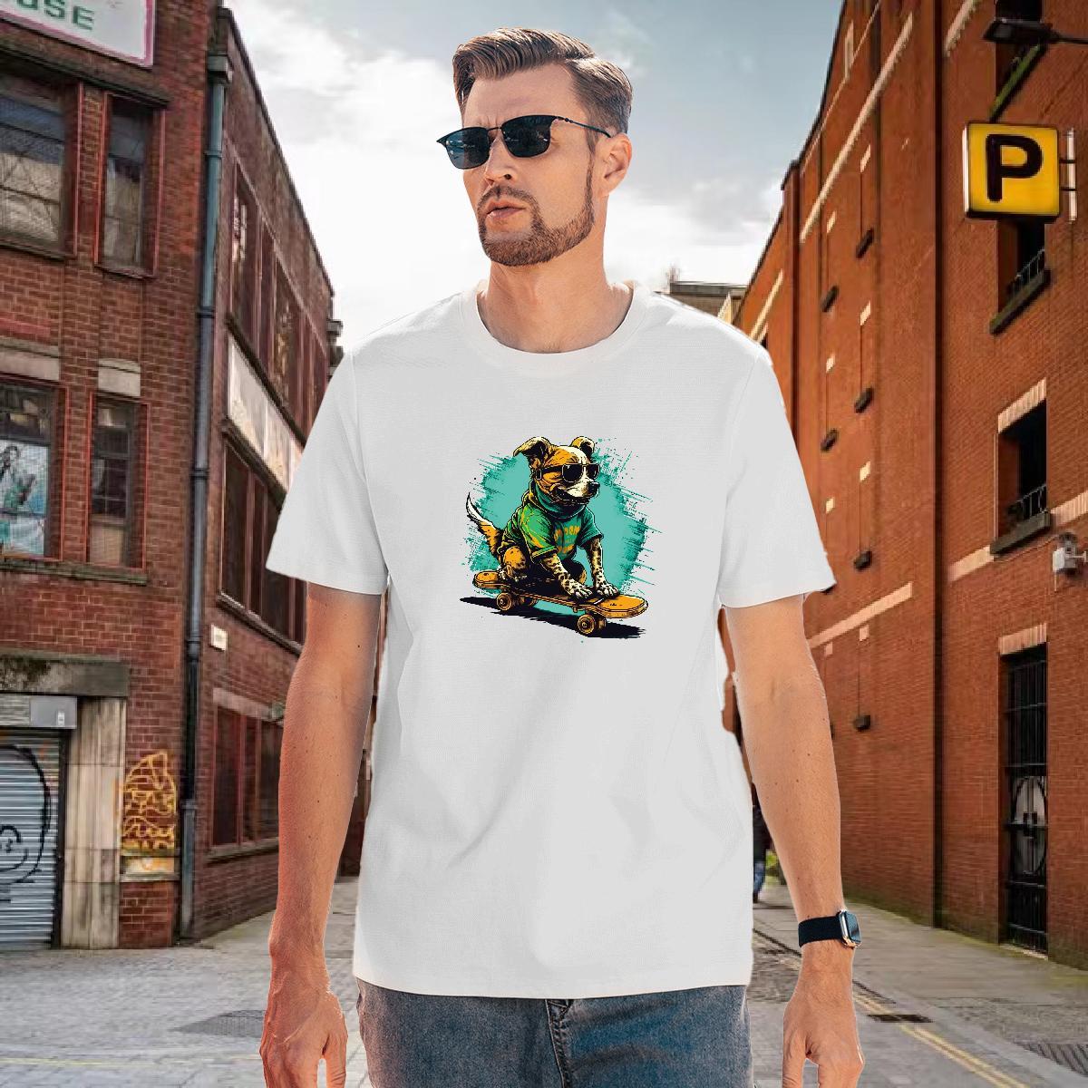 T Shirt For Man 230g 100% Cotton dog Hip Hop Pure Cotton Plus Size Custom Men Clothes T-Shirt Classic Casual Brand Tops Shirt