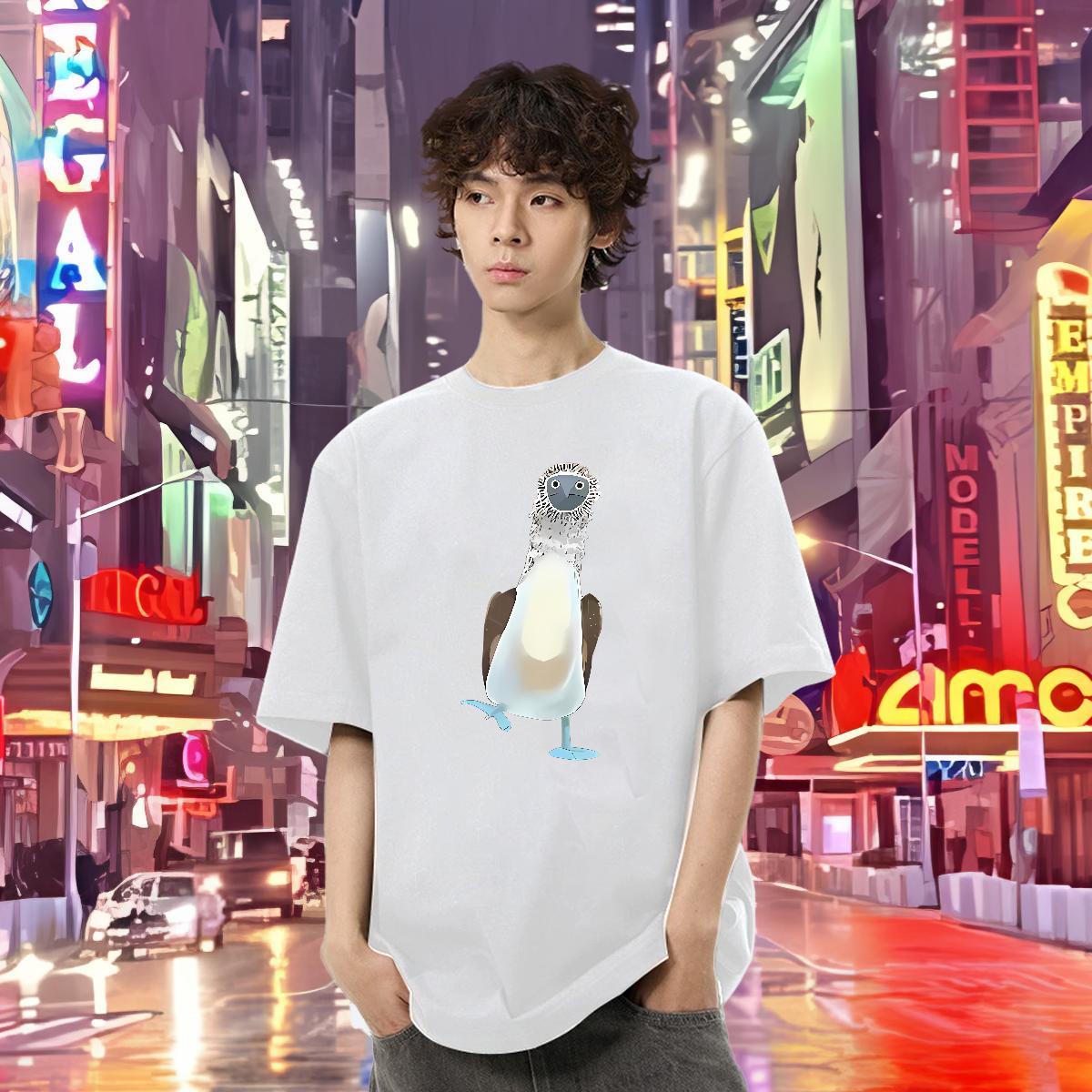 2024 DIY T Shirt For Man 230g 100% Cotton bird Street wear Hip Hop Tops Shirt Short Sleeve Soft Popular Mens Tshirts Oversized 3XL 4XL