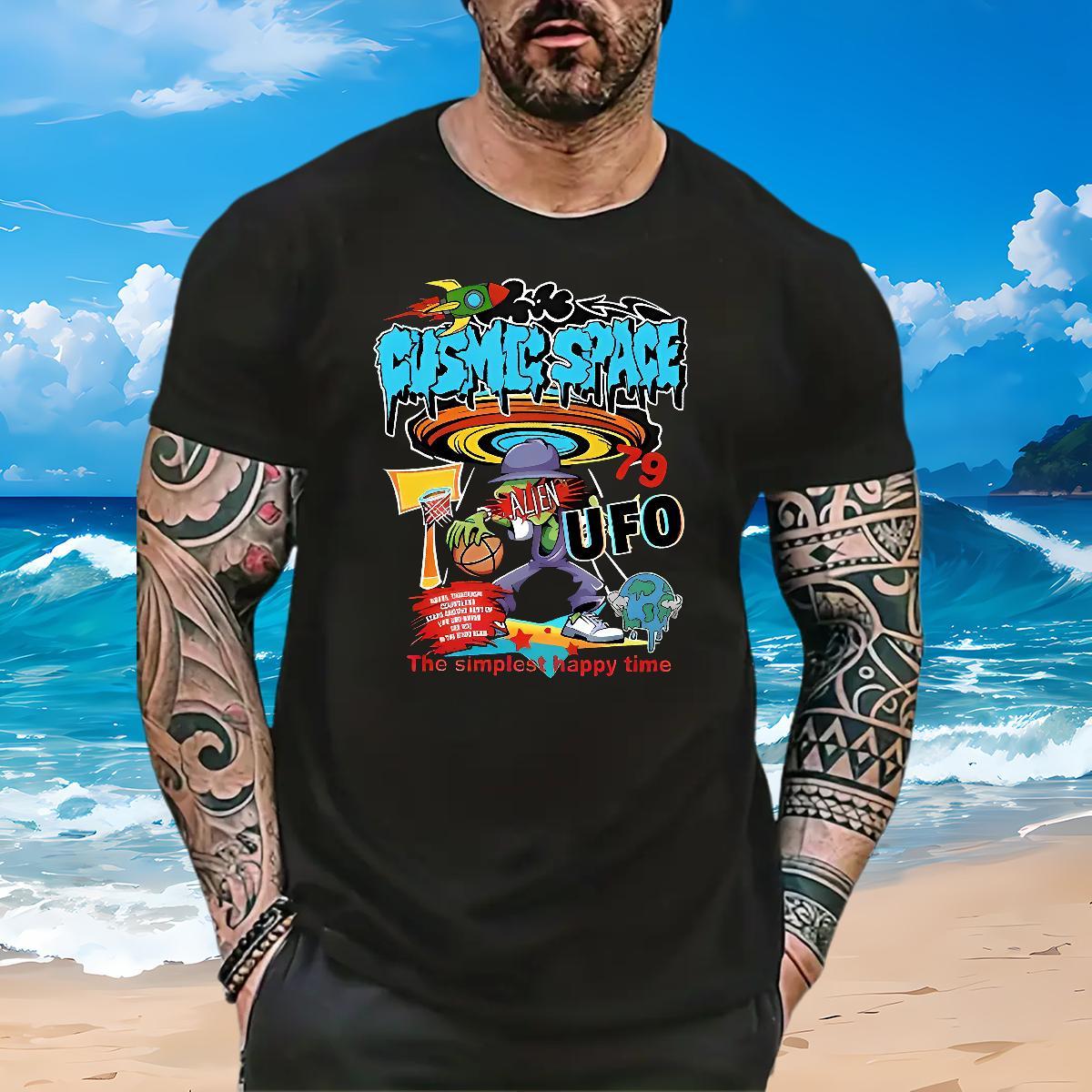 Customized T-Shirts for Men earth Tops Tees 230g Pure Cotton Street Casual Brand Asian Size Breathable Short Sleeve Men Tees