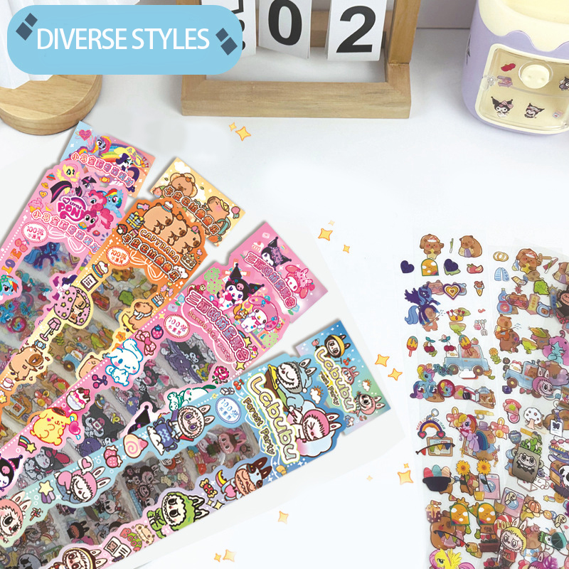 Long strip account stickers come in a variety of styles with built-in die-cutting and no cutting for girls' creativity DIY account stickers
