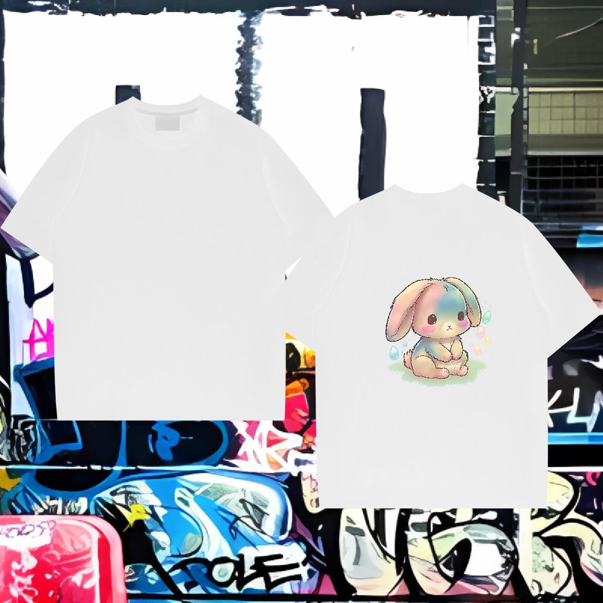 Fashion New Men T Shirts 230g 100% Cotton rabbit High Street Hip Hop Clothings O-Neck Short Sleeve Brand Mens Tshirts Skull