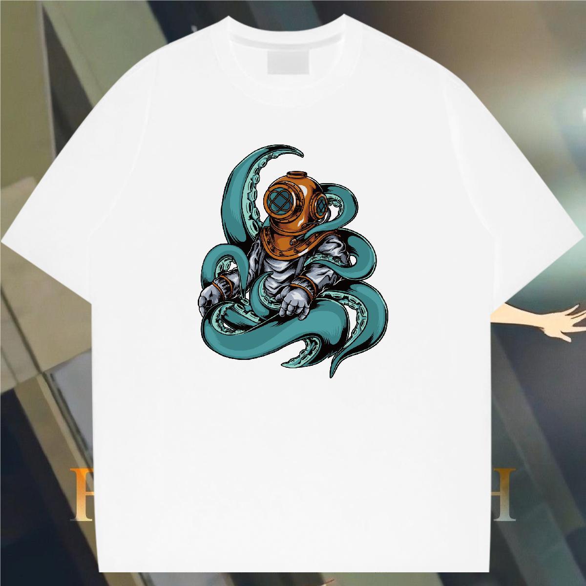 T Shirt For Man 230g Pure Cotton universe Sport Breathable Short Sleeve Skull Tshirts Classic Casual Loose Fit Tee Shirt