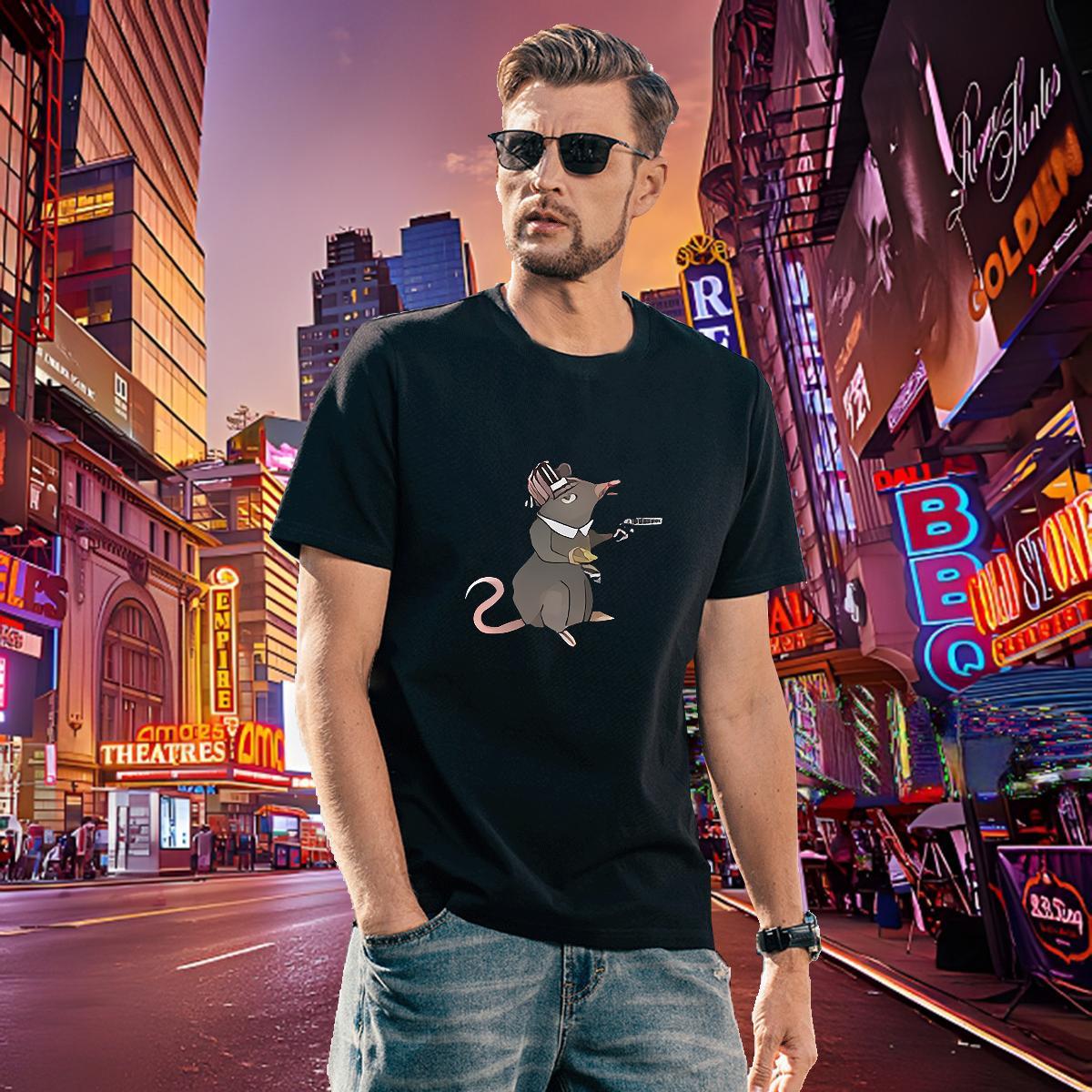 Free Shipping Tshirts 230g Cotton mouse T Shirt For Man Street wear Hip Hop Short Sleeve O-Neck Floral Print 2024 DIY Wear