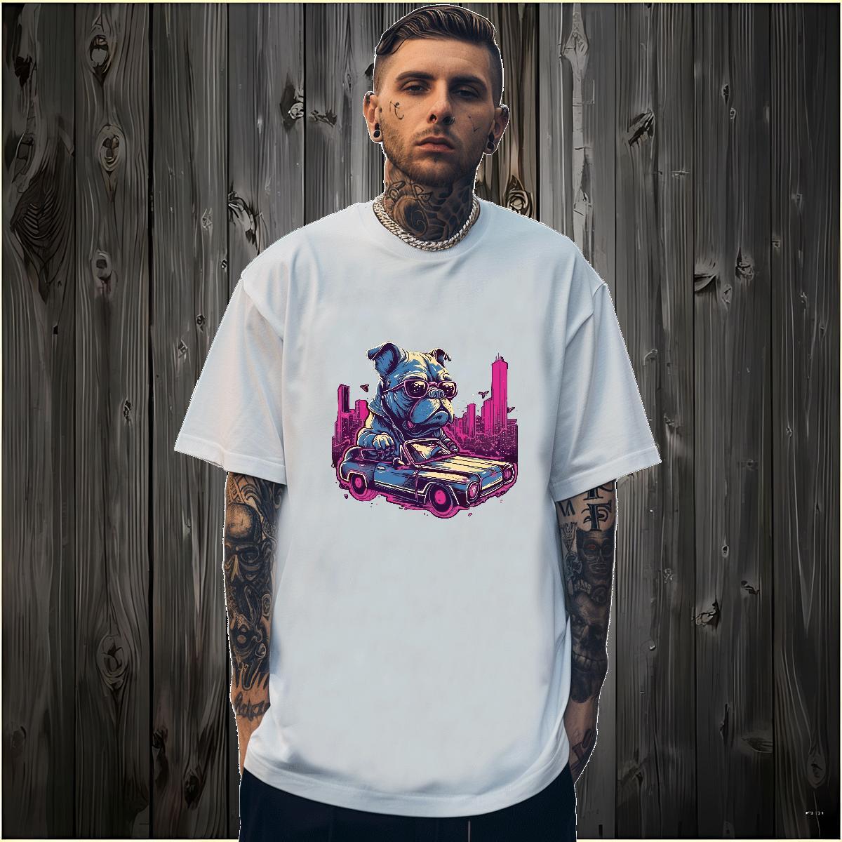 Stylist Man T Shirts 100% Cotton 230g dog Daily Wear Tee Shirt Crew Neck Free Shipping Men Tees DIY Printed
