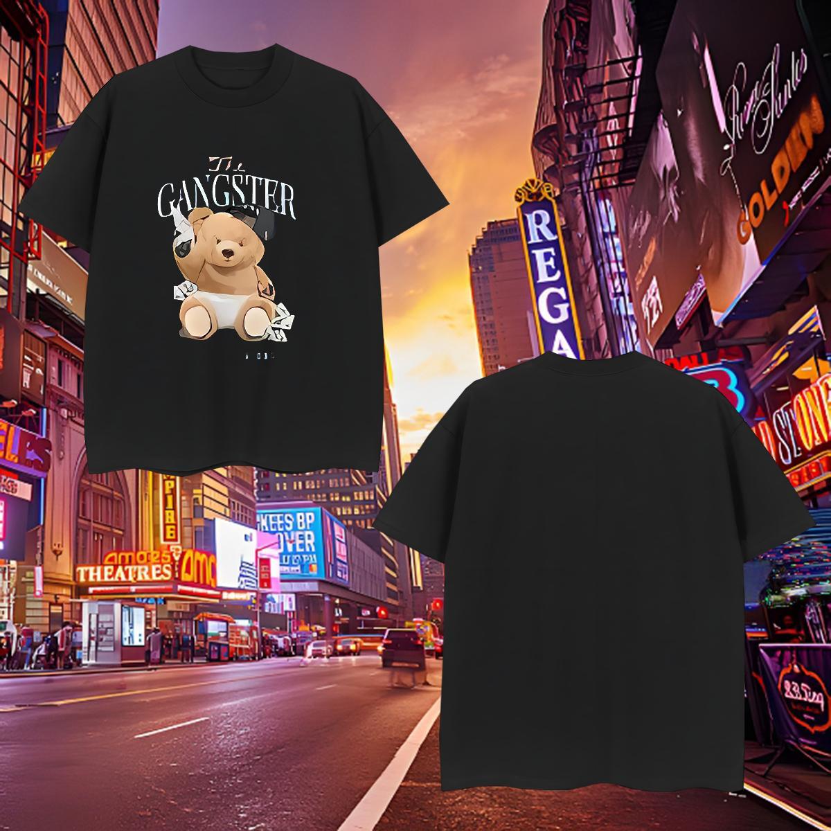 Comfortable Couples T Shirts 100% Cotton 230g bear T shirt Hip Hop Street Breathable Short Sleeve Customized Print 2024 Designer Polos