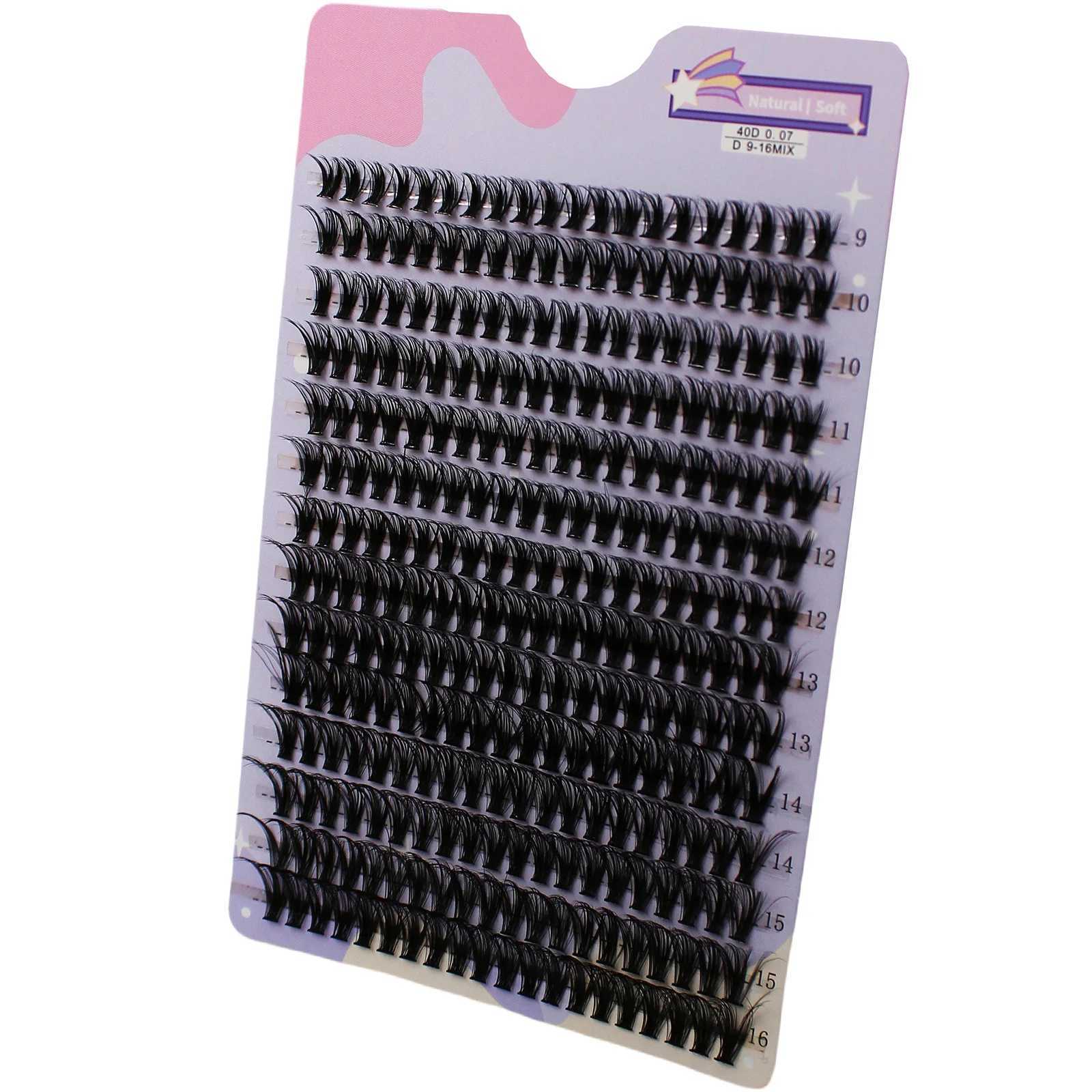 14 rows 280 clusters 40D mixed 9-16mm clusters eyelash extensions natural thick false eyelashes 3D strips personal eyelashes W240803