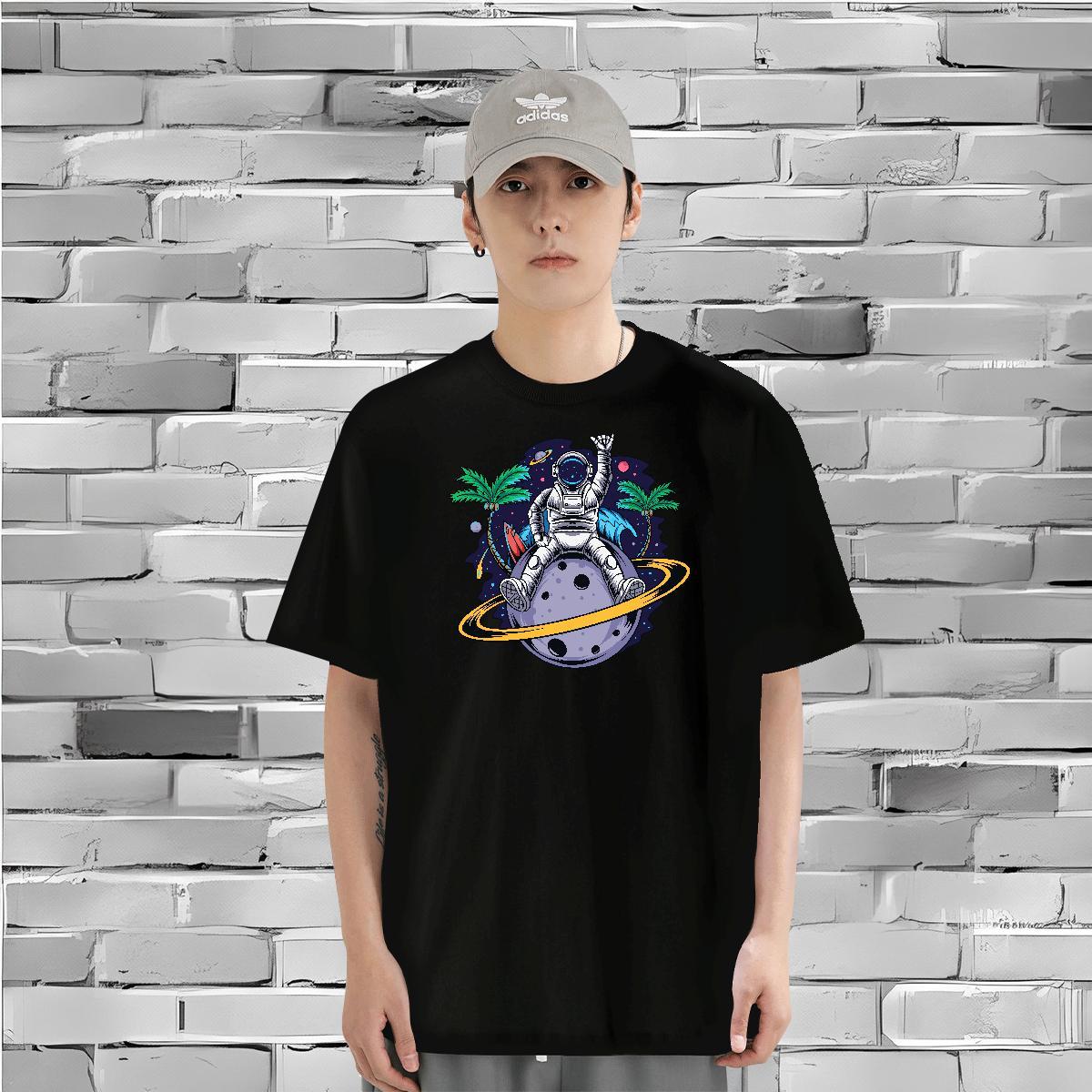 T Shirt For Man 230g Cotton outer space Street Wear Short Sleeve O-Neck Custom Printed Men Tees Fashion Designer Cool Design Polos