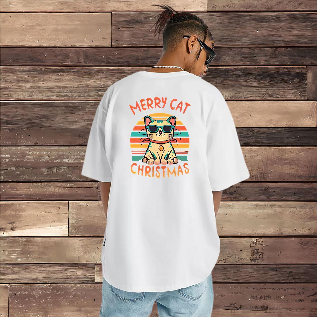 Fashion Design T Shirt For Man 230g 100% Cotton cat Beach Clothings Crew Neck Breathable Unisex Men Tees Custom Print Oversized