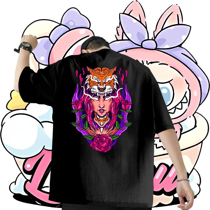 New Designer T-Shirts for Men 230g 100% Cotton tiger Daily Wear Tops Short Sleeve Soft Brand Tshirt for Man Woman Oversized 3XL 4XL
