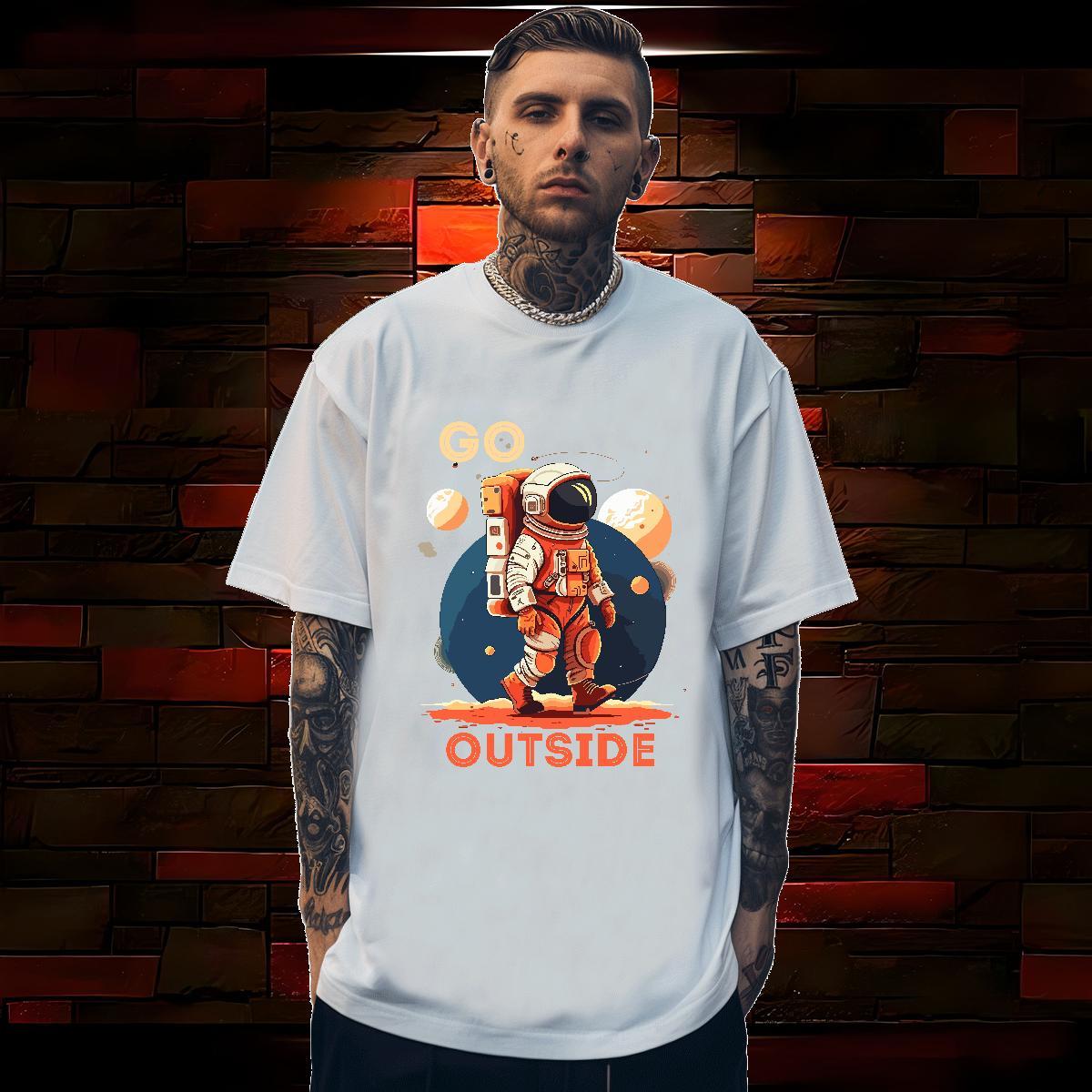 T-Shirts for Men 100% Cotton 230g universe Daily Wear Breathable Crew Neck Custom Big Size Tshirt for Man Woman Factory Direct Cool Design Tops Shirt