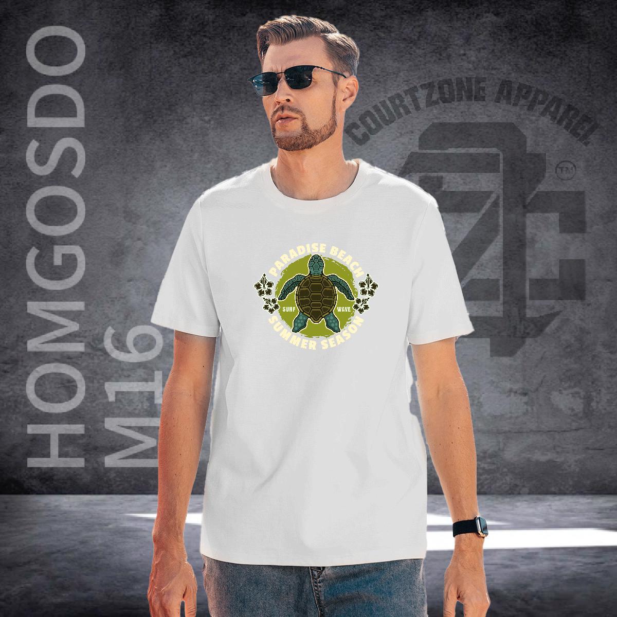 Classic Casual T Shirts Men 100% Cotton 230g tortoise Street Wear Tees Shirts O-Neck Short Sleeve Comfortable Tshirts Custom Printed