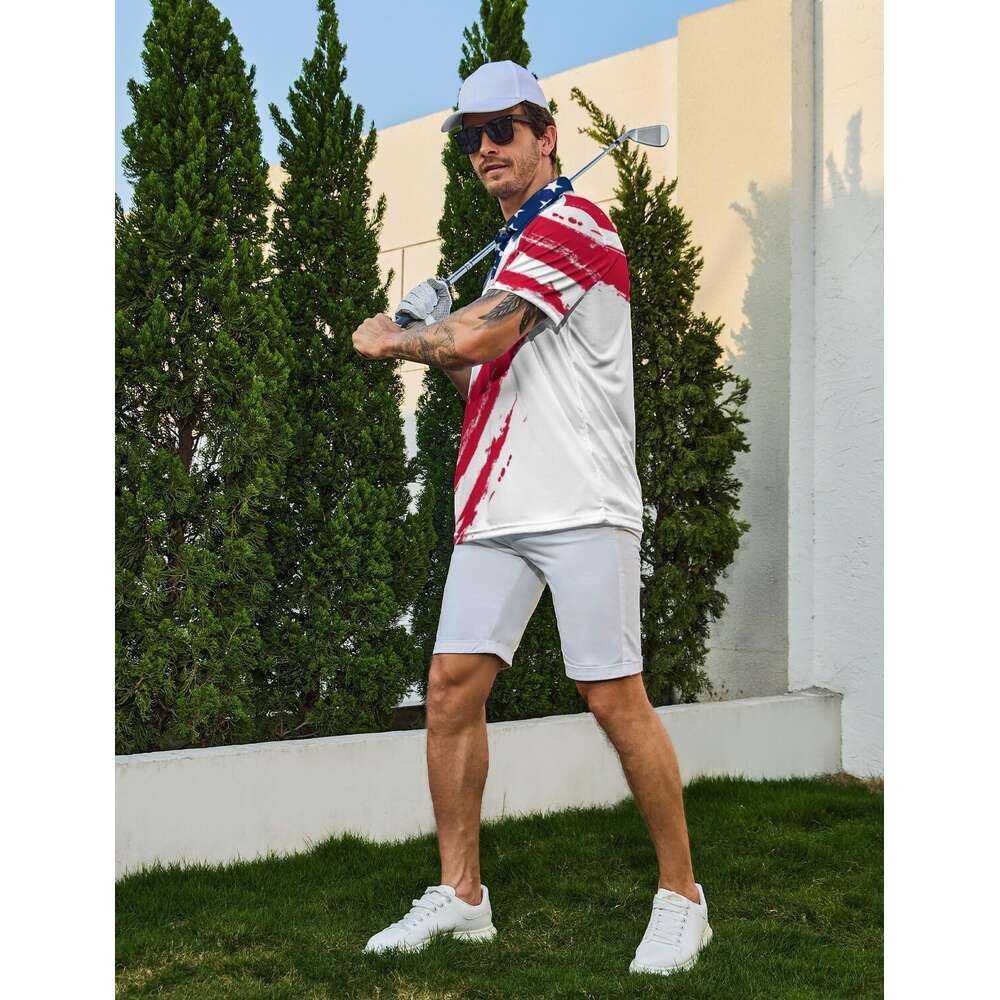 Fashion Mens Polo shirt Golf Shirts for Men Funny Short Sleeve Performance Moisture Wicking Quick Dry Mens HawaiianCasual tops summer clothes Short sl