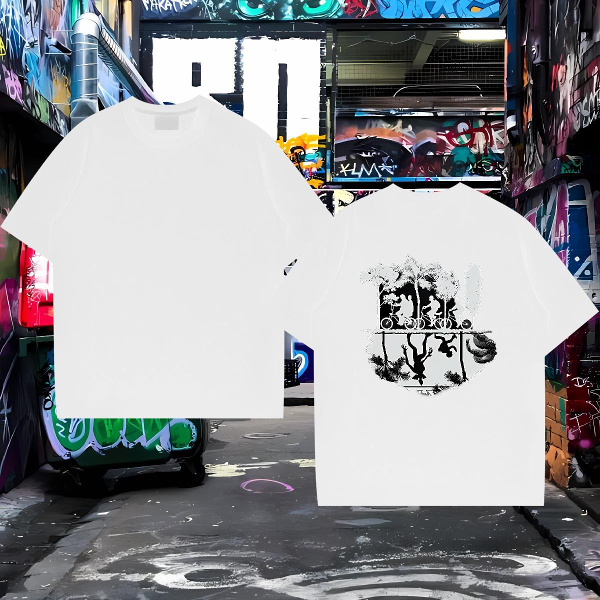 2024 T-Shirts for Men 230g Cotton tree Casual Tops Breathable Short Sleeve High Quality Couples T Shirts Oversized