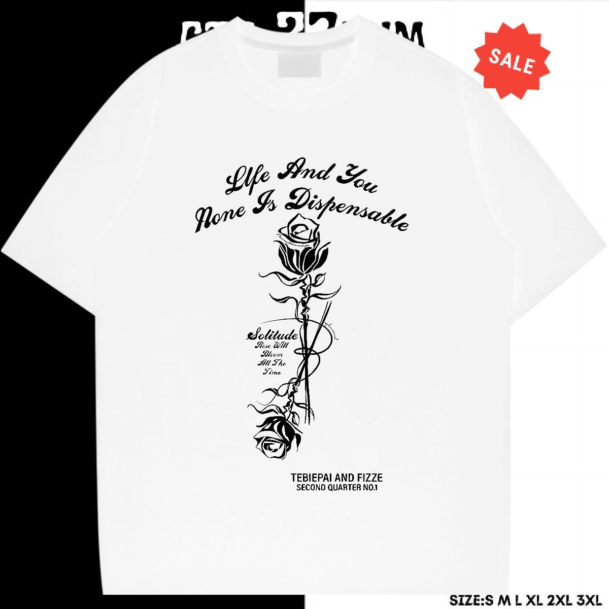 Unisex Men Tshirts 100% Cotton 230g Street wear Hip Hop ROSE Plus Size Custom Breathable Brand Mens T Shirts Polos