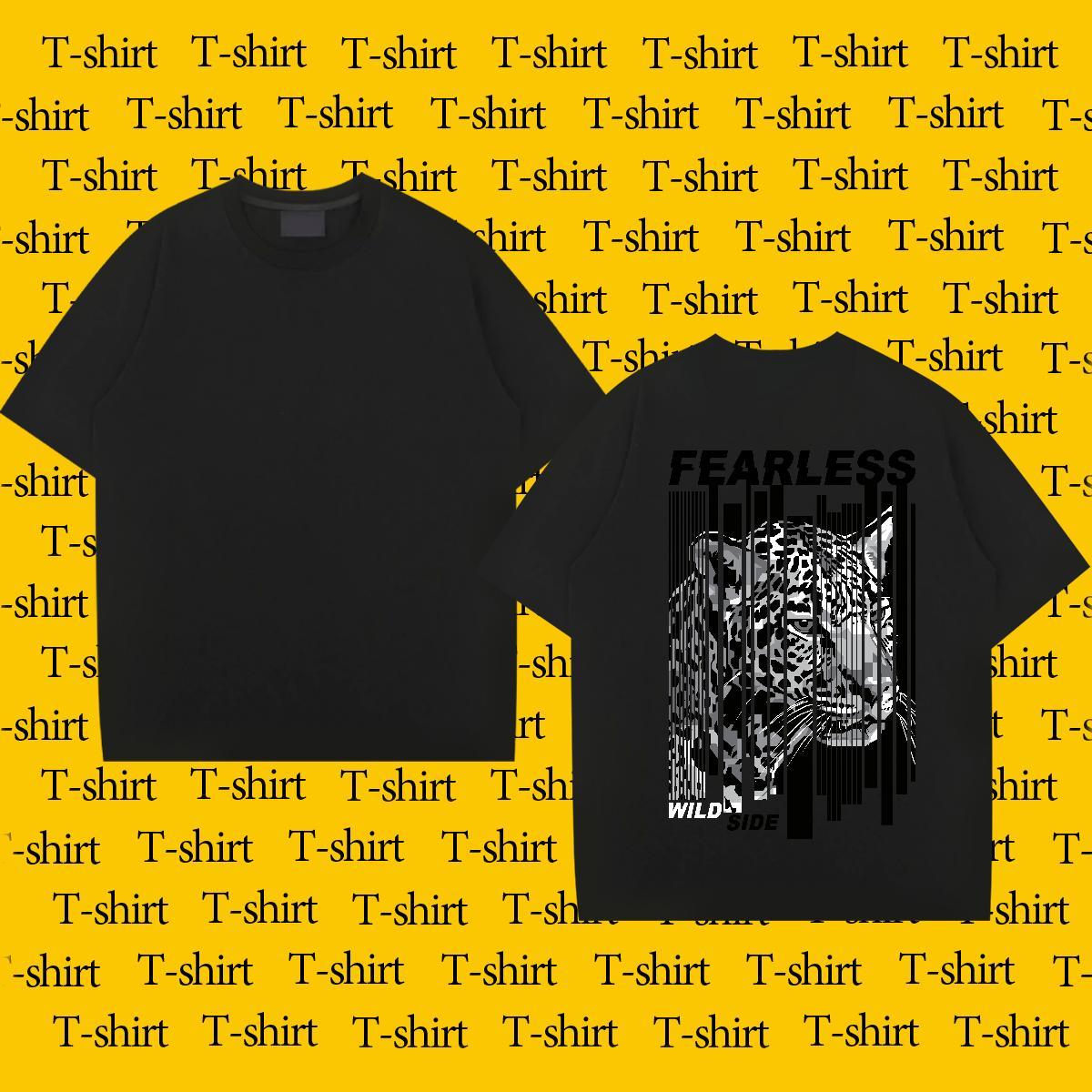 Wholesale T shirt 230g 100% Cotton leopard,letter,line Hip Hop Street Tees Shirts Crew Neck TOP Quality Men Clothes T-Shirt Cartoon Print