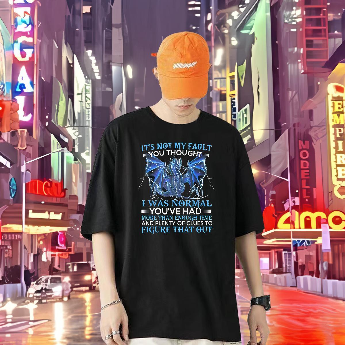 Classic T-Shirts 100% Cotton 230g dinosaur Sport Tops Tees Breathable Soft Loose Fit Men Tees DIY Logo Oversized