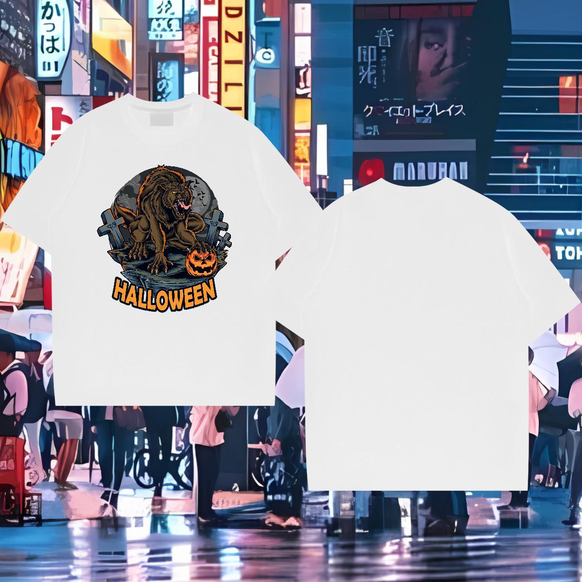 DIY T Shirt For Man 230g Pure Cotton Halloween Casual Daily Wear Tshirts Breathable Short Sleeve Wholesale Mens Tshirts DIY Logo Oversized