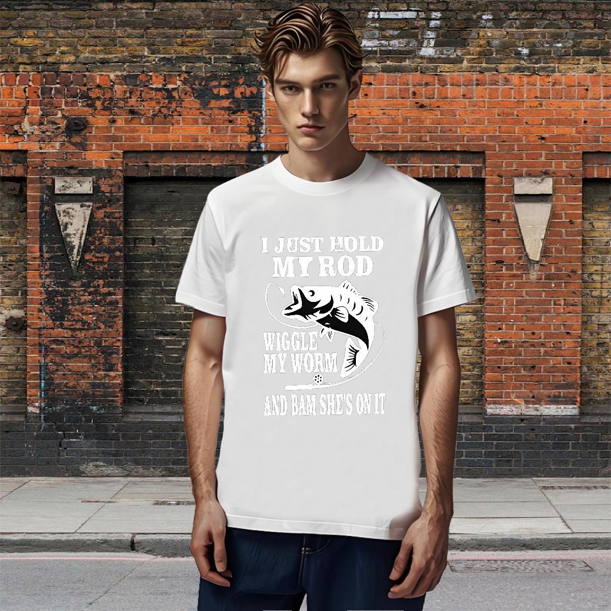 Brand Men Clothes T-Shirt 230g Cotton fish T Shirts Men Daily Outfit Breathable Short Sleeve Custom Print Plus Size Fashion Tees