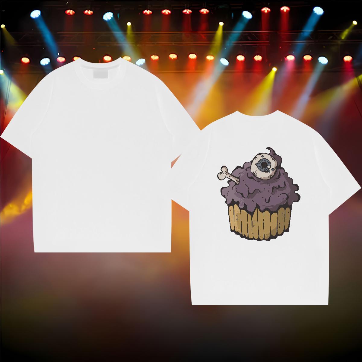 2024 T-Shirts for Men 230g 100% Cotton terror Anime Printing Street Tops Tees Crew Neck Breathable Popular Men Tshirts DIY Anime