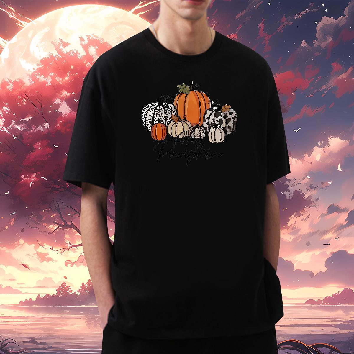 T Shirt For Man 230g Cotton halloween Sport Breathable Short Sleeve Cartoon Printing L-4XL Men Clothes T-Shirt Fashion New Loose Tops Tees