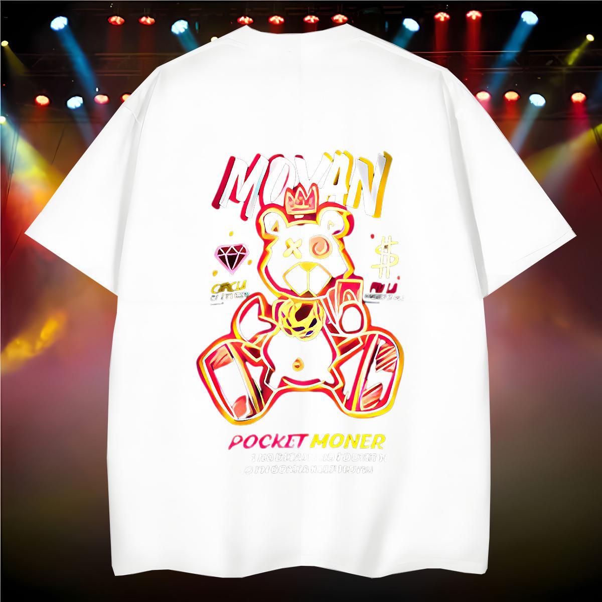 DIY Man T Shirts 230g Pure Cotton bear Sports Casual Tee Shirt Breathable Short Sleeve Cool Tshirt for Man Woman Custom Cartoon